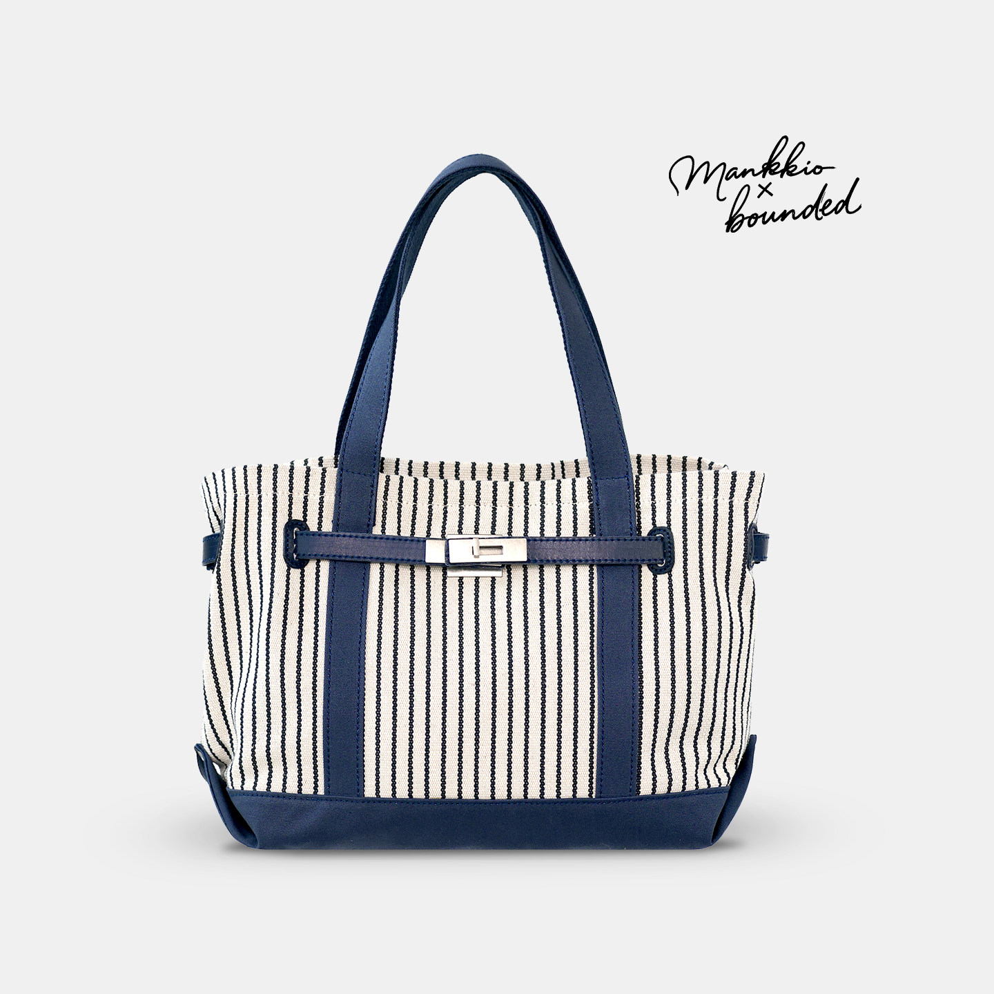 mankkio满朵间日系海军蓝条纹凯莉单肩真皮拼接大容量拖特帆布包,箱包皮具/热销女包/男包,时尚帆布包,淘宝优惠券,粉丝福利购,淘宝优惠卷