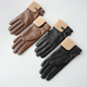 日本Ins博主bounded触屏黑色深棕色真皮绵羊皮分指手套小众高级