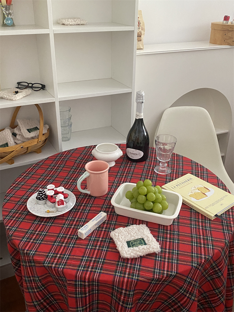abao.life法式复古红格桌布圣诞