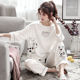 100%全棉睡衣女夏纯棉休闲短袖 韩月子服家居服套装 长裤 可外穿大码