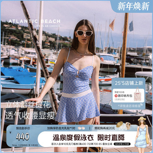 泳装 atlanticbeach连体泳衣女新款 泡温泉高级感显瘦绝美吊带裙式