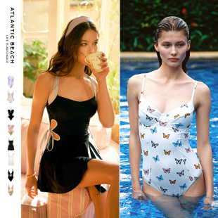 atlanticbeach度假泳衣女夏显瘦泡温泉泳装 蝴蝶竞速连体泳衣 新款