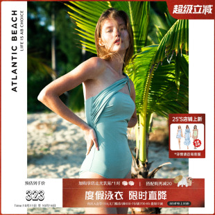 atlanticbeach泡温泉泳衣女士春夏度假连体泳装 遮肚显瘦性感气质
