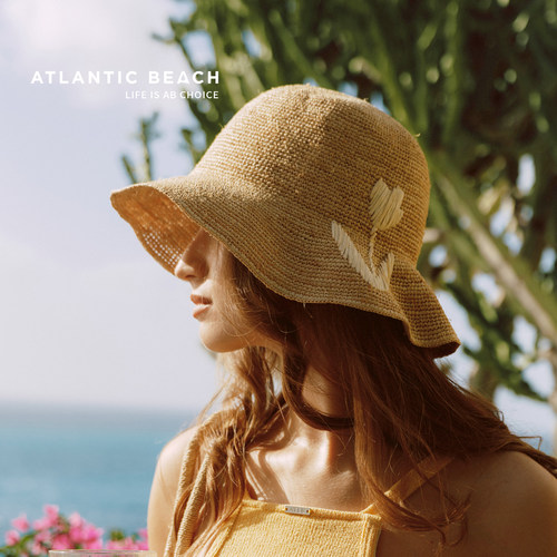 atlanticbeach立体花编织草帽女