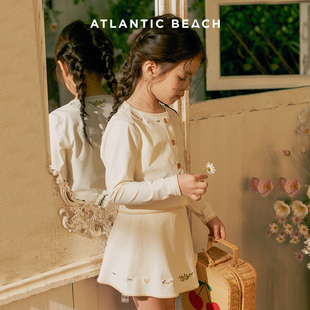 atlanticbeach度假泳衣2024新款 儿童泳衣分体三件套复古花鸟系列