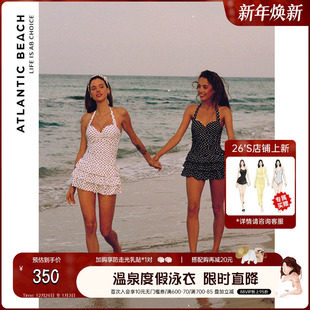 度假泳装 复古裙式 连体 性感法式 atlanticbeach泡温泉泳衣女大胸款