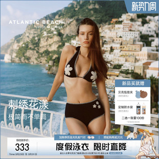 atlanticbeach度假分体比基尼泳衣女夏立体刺绣性感暴露温泉泳装