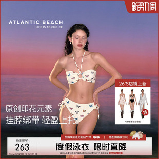 atlanticbeach性感分体泳衣女25新款 蝴蝶印花海边度假比基尼泳装