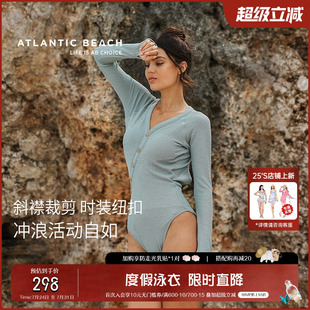 夏防晒遮肚温泉泳装 冲浪连体泳衣女款 长袖 atlanticbeach2025新款