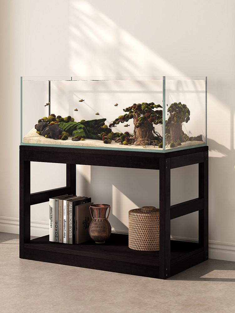 鱼缸底座支架风水鱼缸木架客厅雨林生态缸底架定制鱼缸绿植置物架