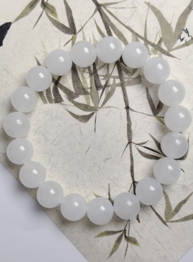 天然羊脂白玉和田玉圆珠10mm手串