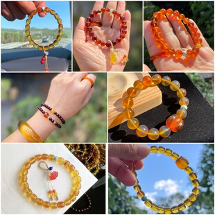 天然缅甸琥珀手串手链原矿料 圆珠桶珠 定制与直播专拍