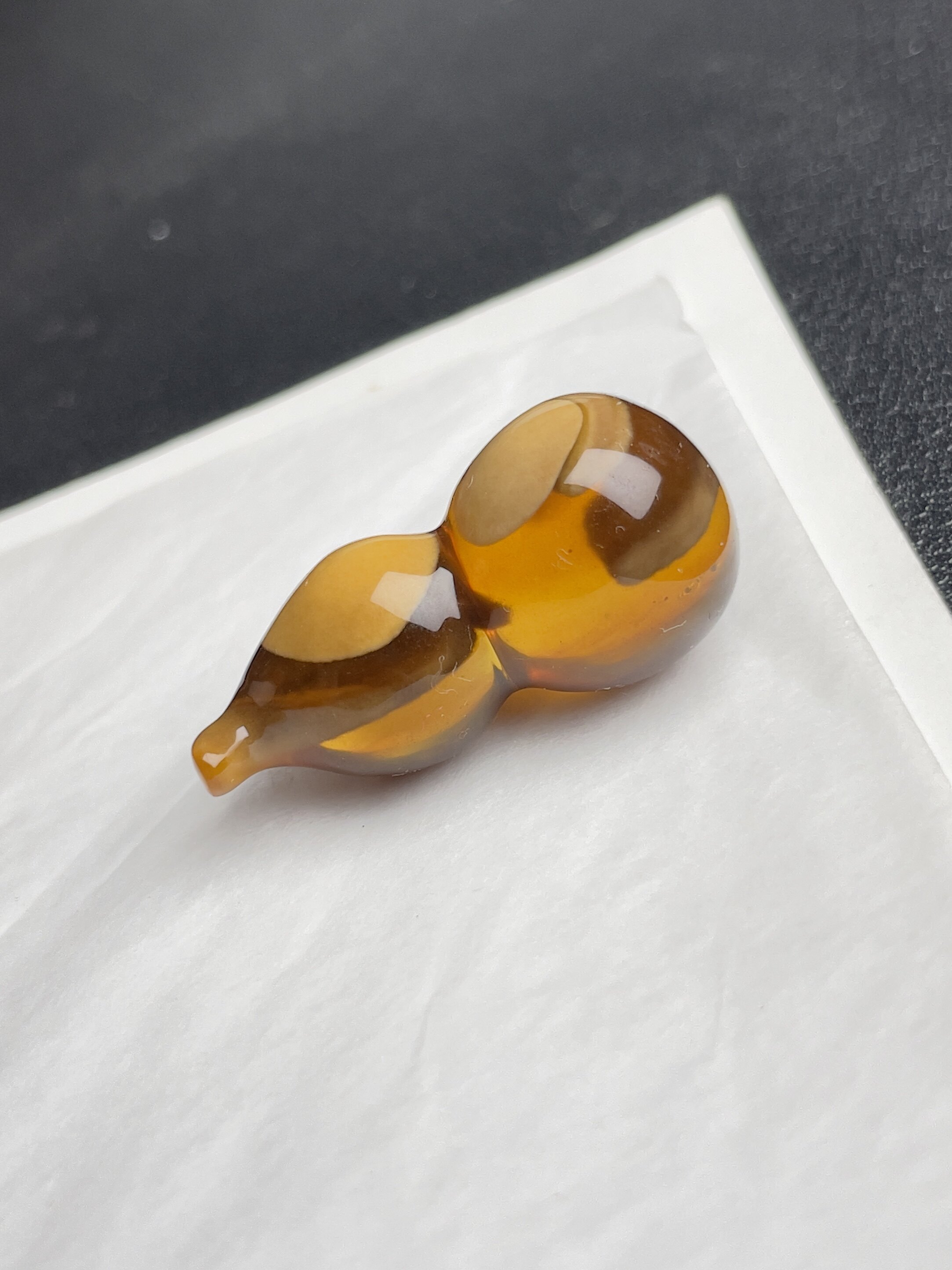 收藏品！天然缅甸琥珀溶洞珀立体葫芦挂件根珀吊坠原矿琥珀料