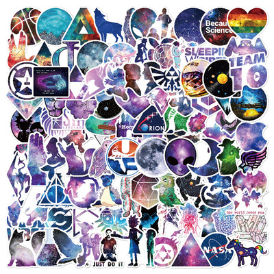 100张小清新原宿风笔记本电脑星空星系手机水杯diy电动车头盔贴纸
