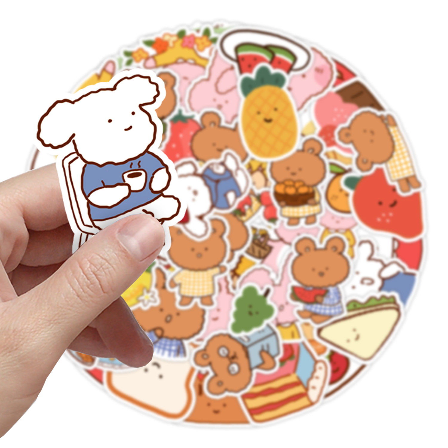 50张小尺寸可爱小熊卡通贴画笔记本电脑手机电车头盔水杯平板贴纸