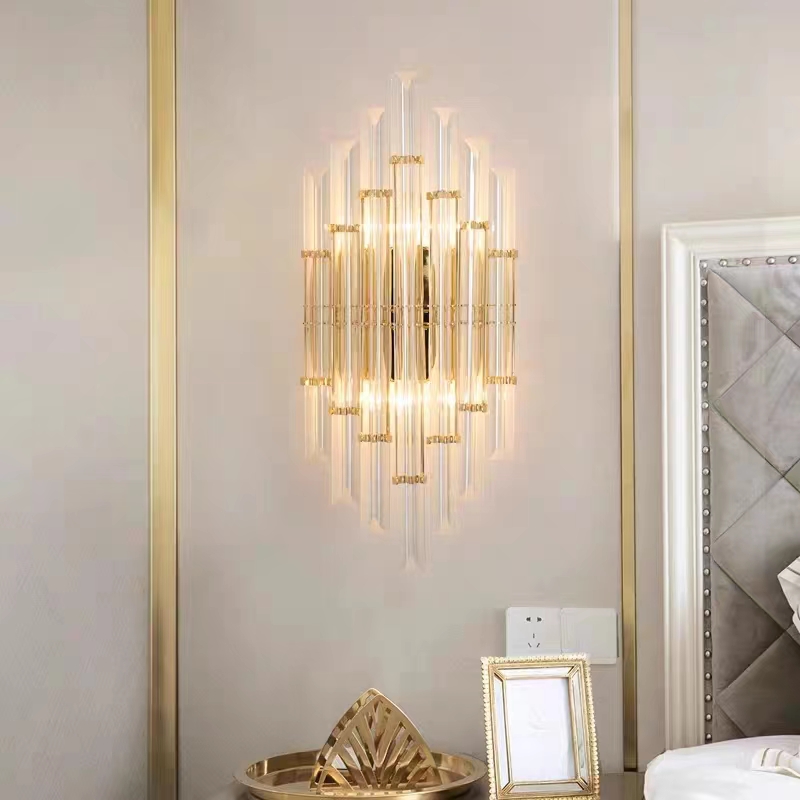 别墅卧室床头现代简约水晶壁灯