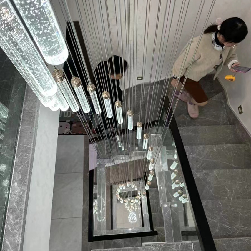 别墅复式楼水晶楼梯吊灯