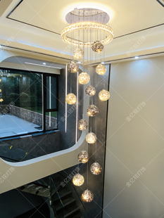 2025年新款loft覆式挑空吊灯挑高覆式楼别墅旋转楼梯间专用灯水晶