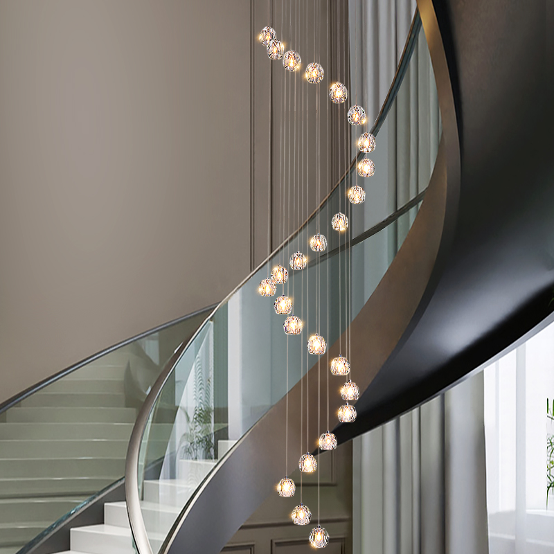 水晶轻奢别墅复式楼吊灯