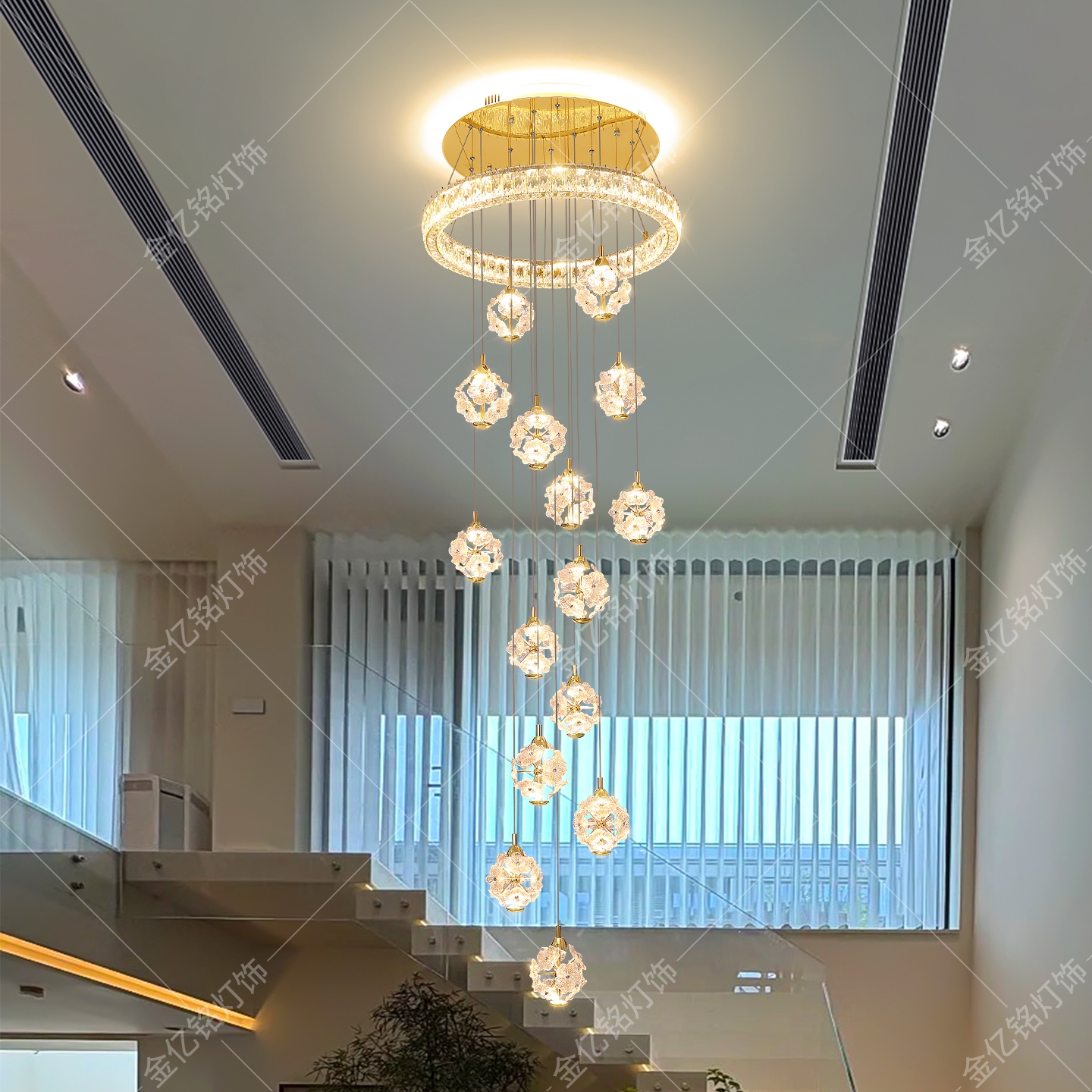 楼梯间吊灯轻奢高级感+智能插拔