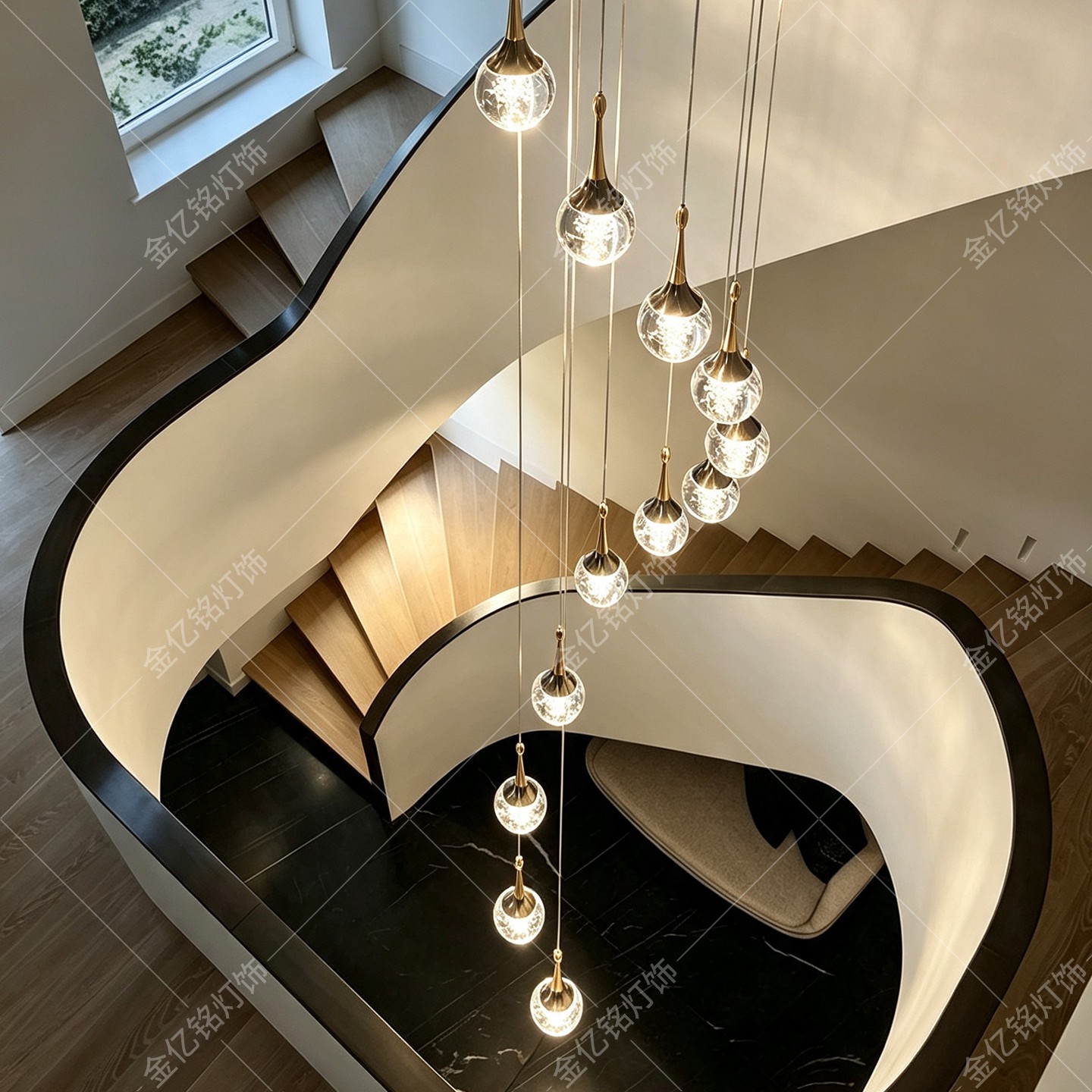 楼梯吊灯别墅复式楼挑空loft吊灯图片
