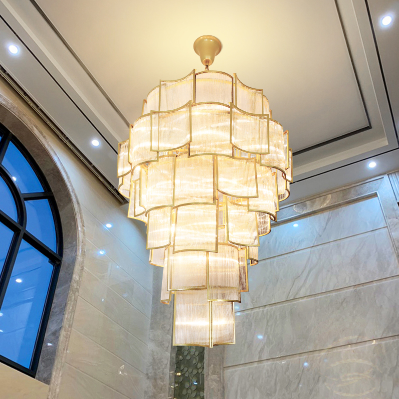新中式大吊灯轻奢复古别墅复式楼Loft公寓挑空客厅主灯酒店大堂灯