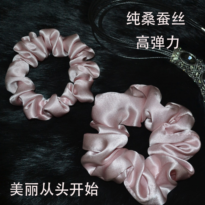 真丝发圈桑蚕丝头花成人扎头发饰品时尚发箍绸缎百搭气质马尾发绳