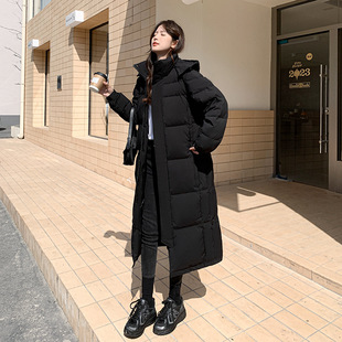 江西共青城羽绒羽绒服女中长款过膝加厚保暖2025新款情侣宽松中戏