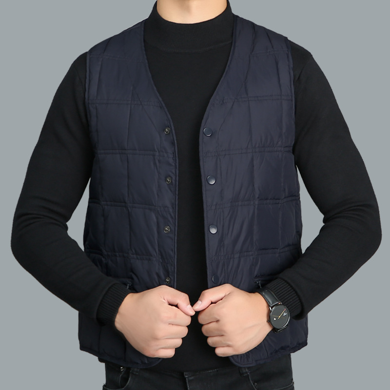 江西共青城羽绒男士羽绒马甲2025冬新款中老年内穿鸭绒保暖背心