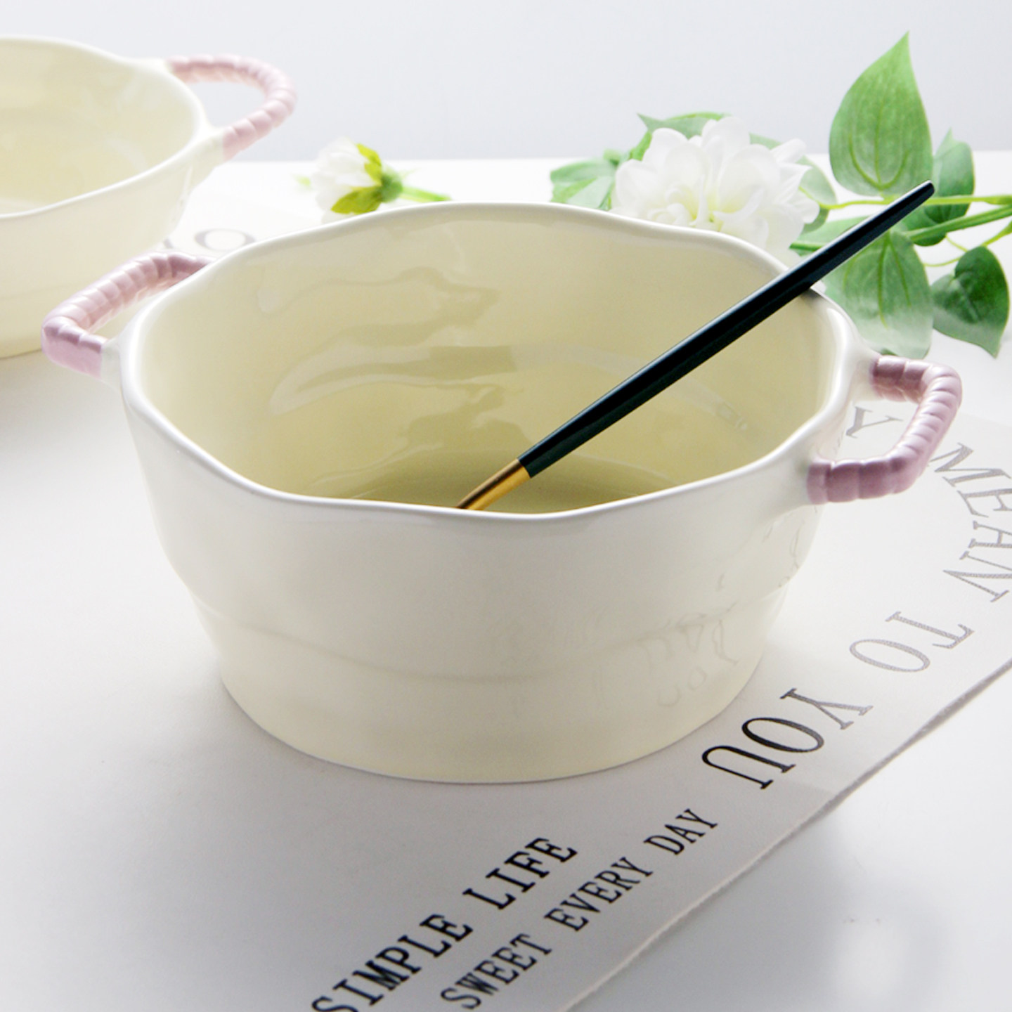 双耳碗高颜值沙拉碗陶瓷餐具甜品碗创意大碗组合家用2026新款汤碗,餐饮具,碗,淘宝优惠券,粉丝福利购,淘宝优惠卷