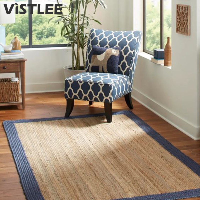 进口天然黄麻地毯手编织现代简约