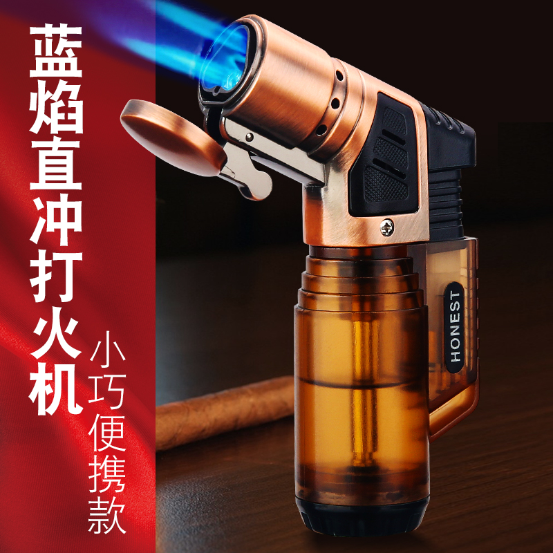 百诚合金简约三直冲蓝焰打火机