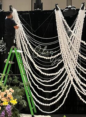 道具球串签到背景墙挂件项链装饰白色婚庆区橱窗圆球店铺