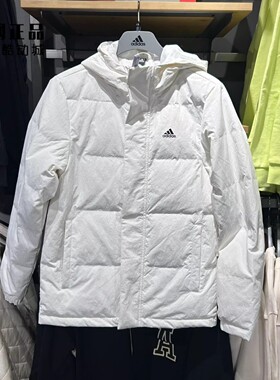 Adidas 阿迪达斯 男女情侣款后背大LOGO保暖白色羽绒服 IZ4884