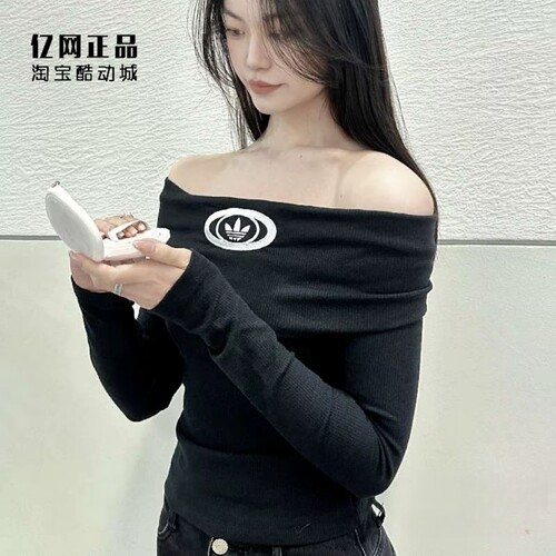 阿迪达斯 三叶草 女子春季马思纯同款运动针织套衫长袖T恤 KA2690