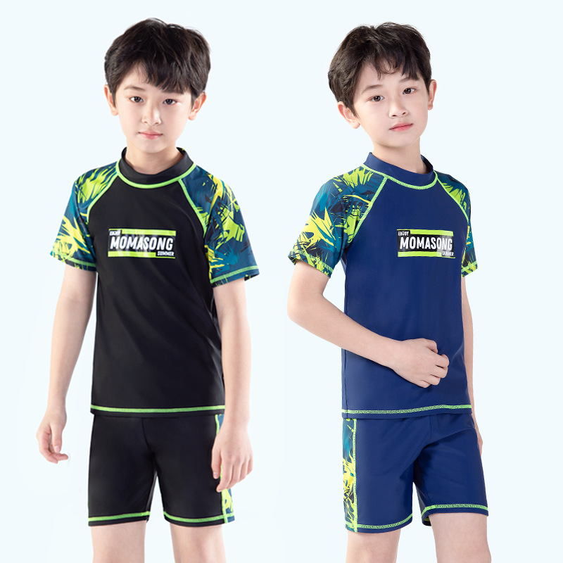 男童泳衣2025年新款时尚胖童中大童12-16岁男孩分体速干套装防晒8