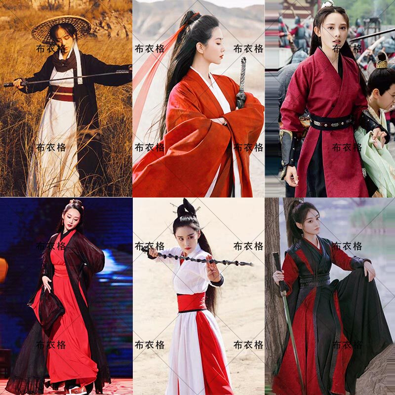 影视唐朝宋朝明朝女侠古装汉服女古装小姐装红色女剑客侠客演出服