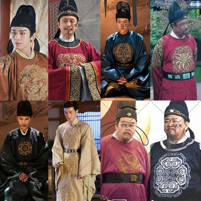 影视古装唐朝宋朝男士圆领长袍大臣官员服刺绣补服县令知府朝服装
