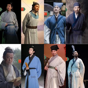 影视古装唐宋朝男士汉服李白书生诗人文人老者棉麻大臣演出服