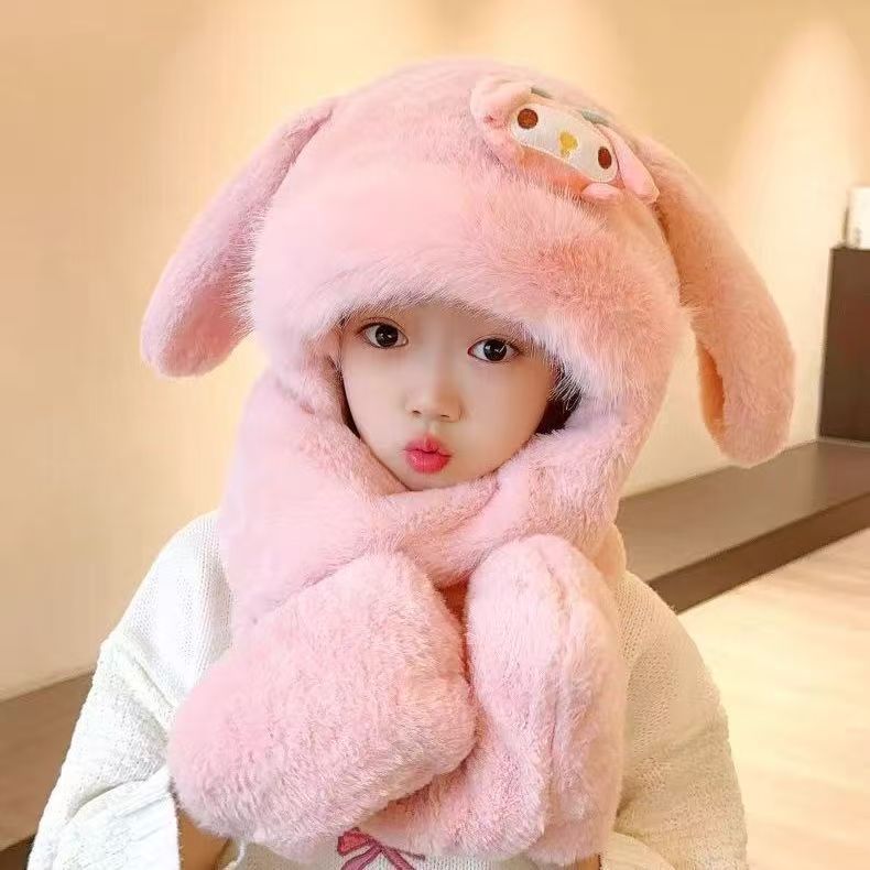 美乐蒂儿童帽子围脖手套一体