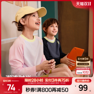 百搭上衣男女童舒适长袖 时尚 秋季 Skechers斯凯奇儿童T恤插肩袖