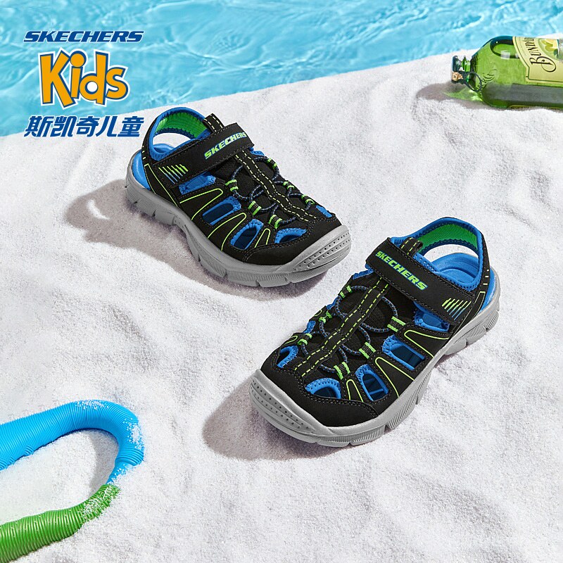 Skechers斯凯奇童鞋夏季男大童包头凉鞋防滑渔夫鞋儿童沙滩鞋