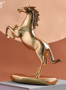 全铜马到成功摆件轻奢酒柜家居柜饰品书房办公室乔迁新居礼品轻奢