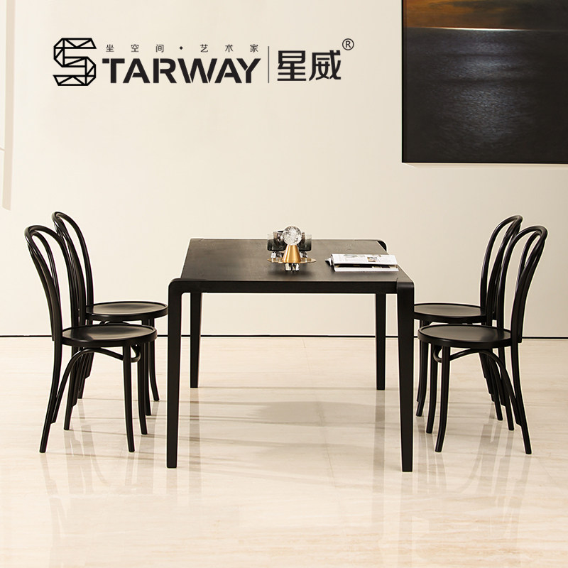 星威欧式复古实木西餐桌索耐特18号椅桌椅一体组合套装小户型餐厅