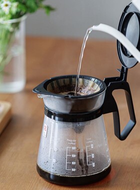 怡万家现代简约滴漏式耐热玻璃咖啡壶泰国进口黑色600ml