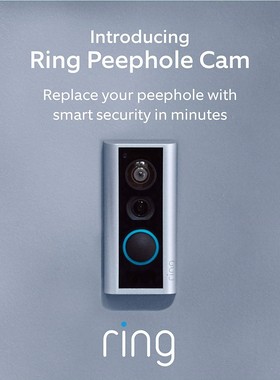 美国Ring Peephole Cam智能视频门铃 双向通话易于安装.