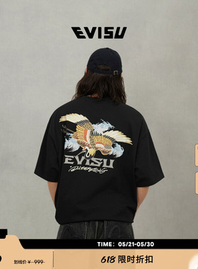 EVISU福神男女商标印花休闲T恤2EAHTM5TS1163LFCT