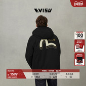 时尚 EVISU福神秋季 男士 海鸥印花连帽休闲加厚夹克外套