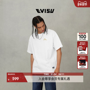 EVISU福神2025秋男女同款海鸥刺绣短袖T恤2EAHTM5TS1183RXCT