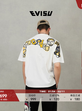 EVISU福神 2025秋男士商标印花短袖T恤2EAHTM5TS1165RXCT